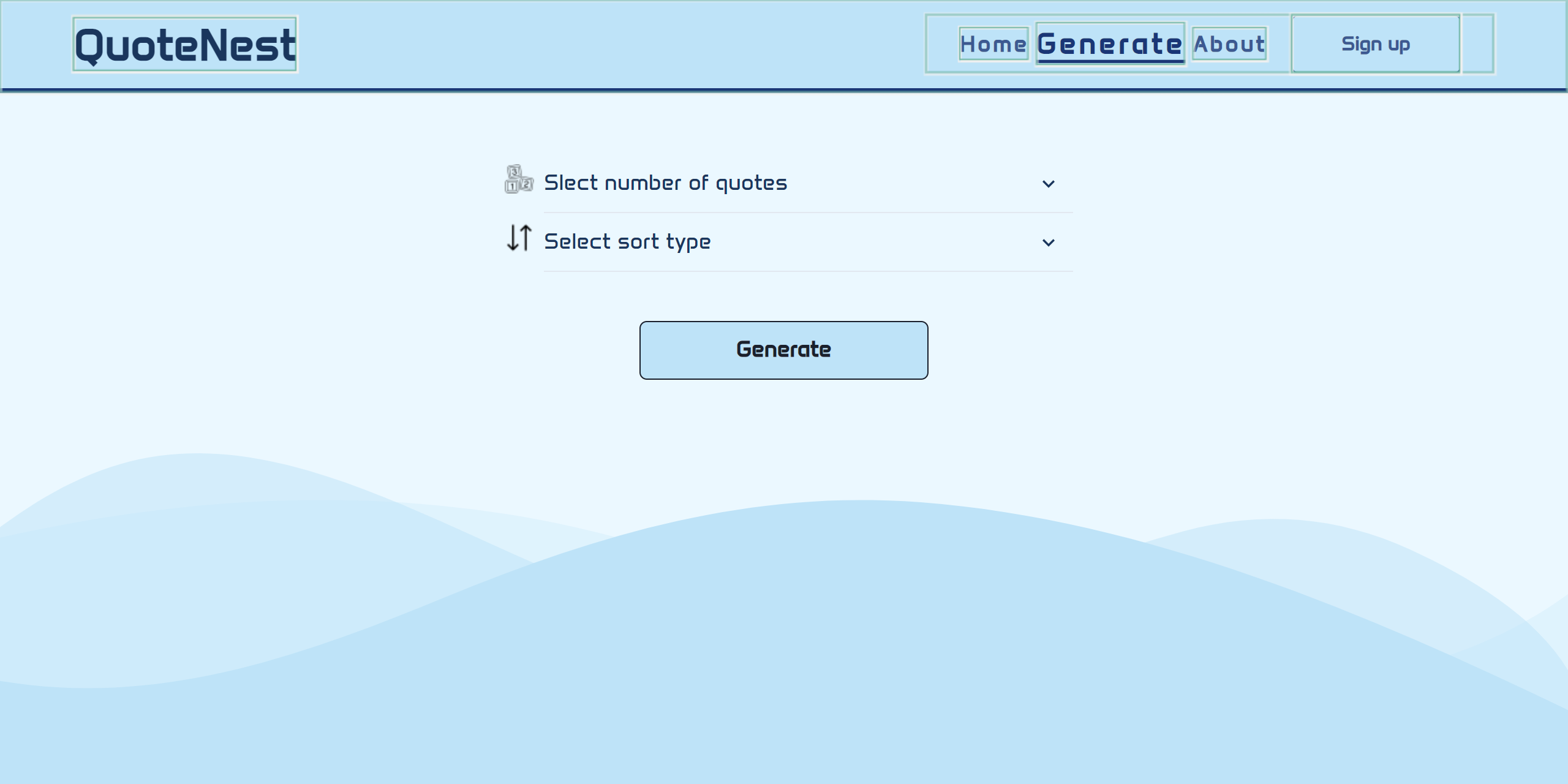 Default Screen Generate Page